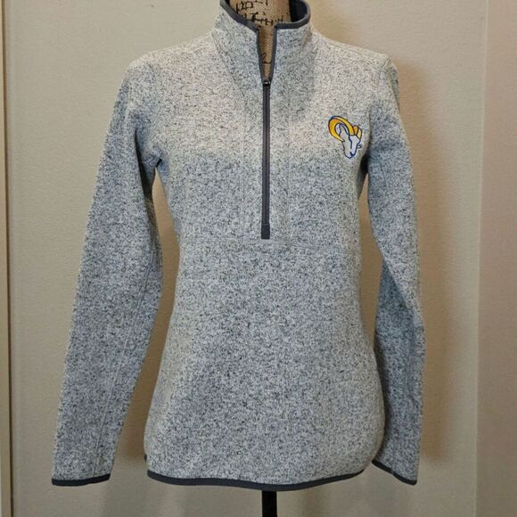 NWOT Women's Antigua Rams Heather Gray 3/4 Zip Jacket Size Medium - Picture 1 of 6